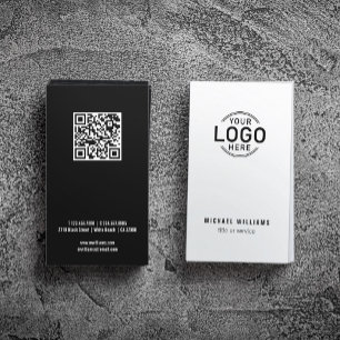Logo QR Code Minimalistisch Wit Zwart Modern Custo Visitekaartje