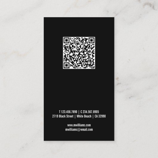 Logo QR Code Minimalistisch Zwart Modern Custom Visitekaartje (Achterkant)