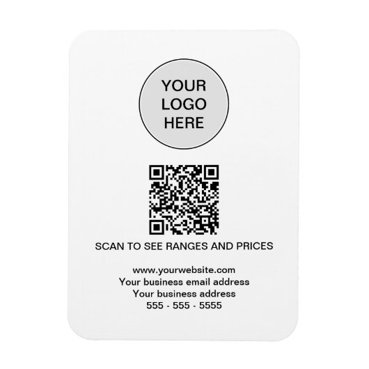 Logo QR Code Moderne Witte Magneet (Verticaal)
