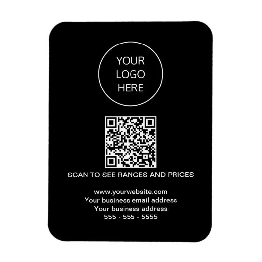 Logo QR Code Moderne Zwarte Magneet (Verticaal)