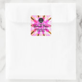 Logo QR Code Name Thank Shopping Pink Golden Lips Vierkante Sticker (Tas)