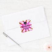 Logo QR Code Name Thank Shopping Pink Golden Lips Vierkante Sticker (Envelop)