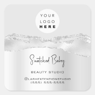 Logo QR-code Online Winkelen Glitter Silver Strome Vierkante Sticker