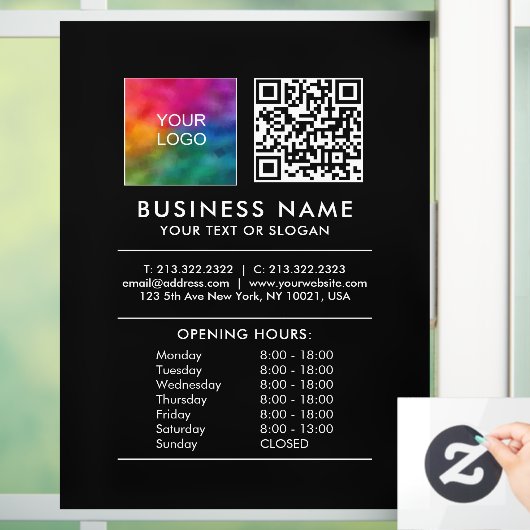 Logo QR-code openingstijden scannen prijslijsten Raamsticker (Huis)