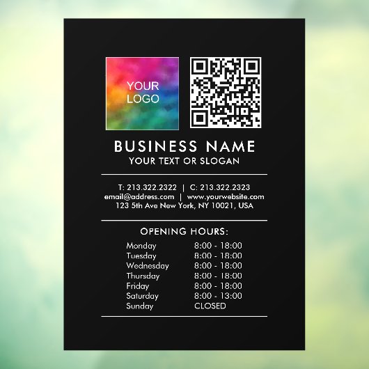 Logo QR-code openingstijden scannen prijslijsten Raamsticker (Vel 3)