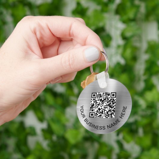 Logo QR-code Promotie Silver Sleutelhanger (Hand)