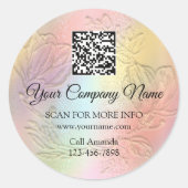 Logo QR-code Promotie Winkel-graaf Floral Ronde Sticker (Voorkant)