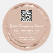 Logo QR-code Promotie Winkel Roos Cirkel Blush Ronde Sticker (Voorkant)