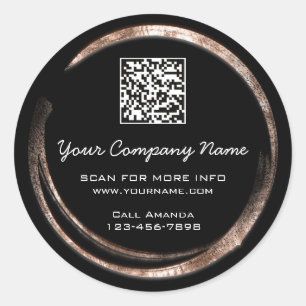 Logo QR-code Promotie Winkel Roos Cirkel zwart Ronde Sticker