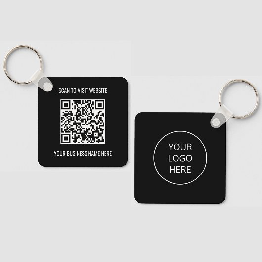 Logo QR Code Promotie Zwarte Sleutelhanger