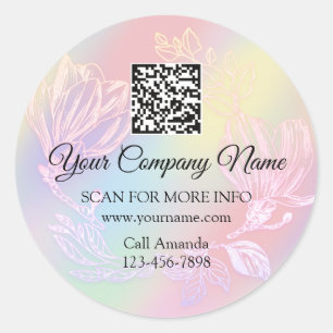 Logo QR Code Promotional Shop Beauty Floral Wreata Ronde Sticker