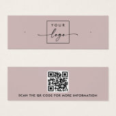 Logo QR code roos taupe stud oorbel display kaart (Voorkant /achterkant)