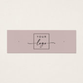 Logo QR code roos taupe stud oorbel display kaart (Voorkant)