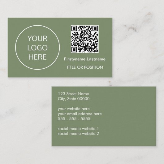 Logo QR Code Sage Carte de visite vert (Devant / Derrière)