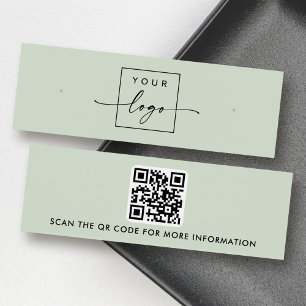 Logo QR-code Sage groene stud oorbel display kaart