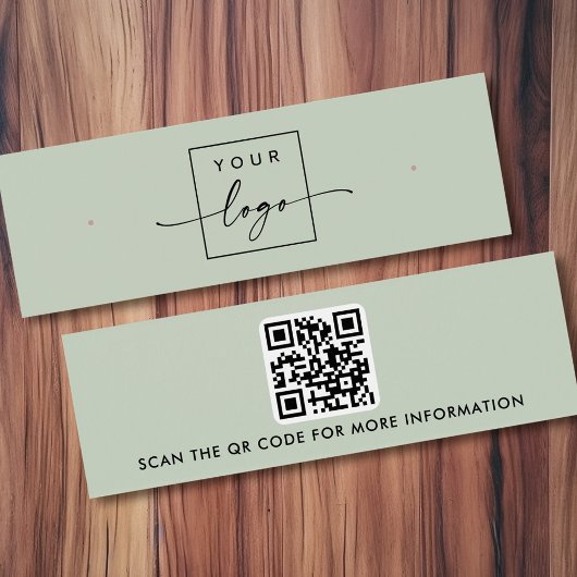 Logo QR-code Sage groene stud oorbel display kaart