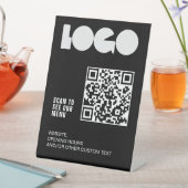 Logo QR code Scan menu Zwart Restaurant tafel Reclamebord Met Voetstuk (Insitu)