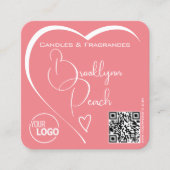 Logo QR Code Sjabloon Kalligrafie Roze Blush Hart Vierkante Visitekaartje (Voorkant)