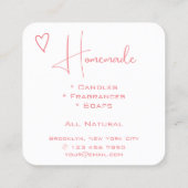 Logo QR Code Sjabloon Kalligrafie Roze Blush Hart Vierkante Visitekaartje (Achterkant)