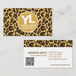 Logo QR Code Sjabloon Leopard Print Rockabilly Visitekaartje
