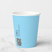 Logo, QR-code Social Media Aangepaste blauwe papie Papieren Bekers (Achterkant)