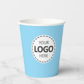 Logo, QR-code Social Media Aangepaste blauwe papie Papieren Bekers (Voorkant)