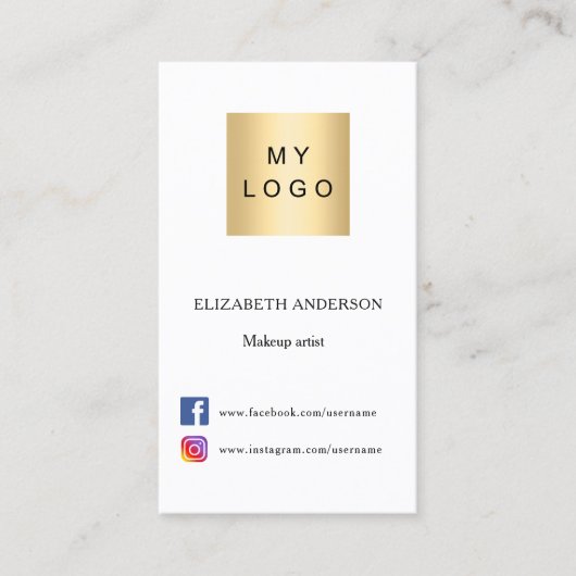 Logo Qr code social media merkkleur Visitekaartje (Voorkant)