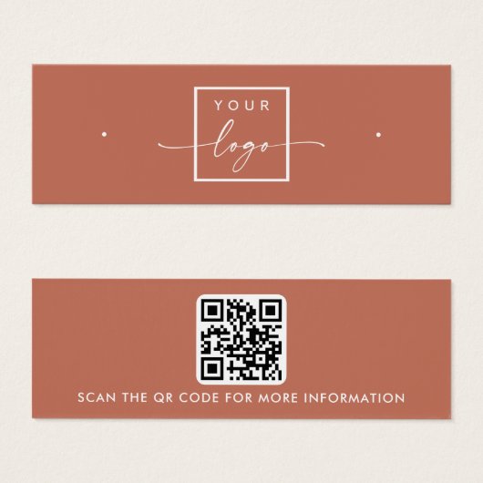 Logo QR code terracotta stud oorbel display kaart (Voorkant /achterkant)