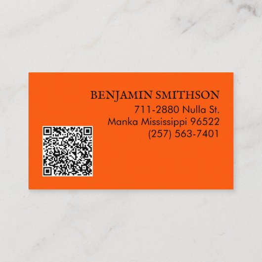     Logo & QR-code toevoegen Oranje geruit modern  Visitekaartje (Achterkant)