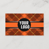 Logo & QR-code toevoegen Oranje geruit modern Visitekaartje (Voorkant)