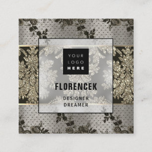 Logo QR CODE Winkelen BEAUTIQUE Gold Lace Elegant Vierkante Visitekaartje