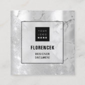 Logo QR CODE Winkelen Zilverkleurde meetapparatuur Vierkante Visitekaartje (Voorkant)