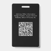 Logo QR-code zwarte personeels-ID Badge (Achterkant)