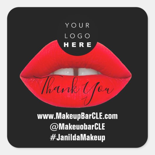 Logo QR-codenaam Hartelijk dank voor winkelwagentj Vierkante Sticker (Voorkant)