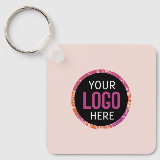 Logo, QR-codetekst dubbelzijdig licht wazig roze Sleutelhanger (Voorkant)