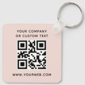 Logo, QR-codetekst dubbelzijdig licht wazig roze Sleutelhanger (Achterkant)
