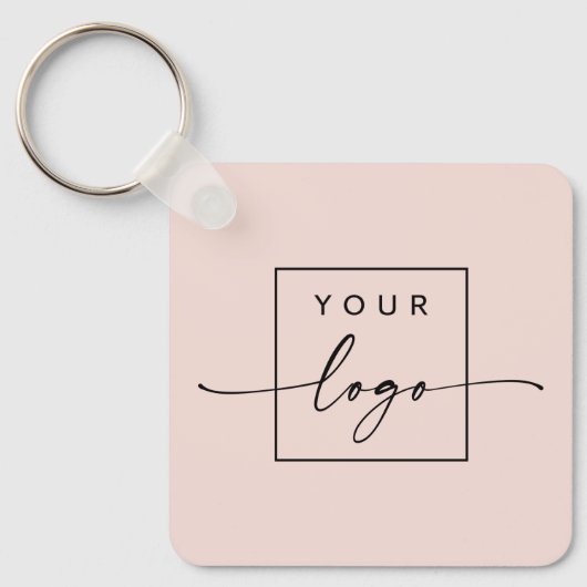 Logo, QR-codetekst dubbelzijdig licht wazig roze Sleutelhanger (Voorkant)