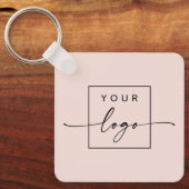 Logo, QR-codetekst dubbelzijdig licht wazig roze Sleutelhanger (Voorkant)