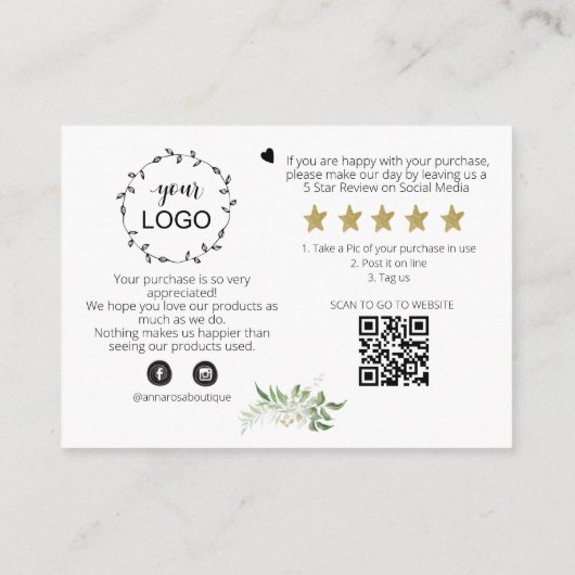 *~* LOGO QR DANK U Review BOTANISCH GEBLADERTE AP8 Informatiekaartje (Achterkant)