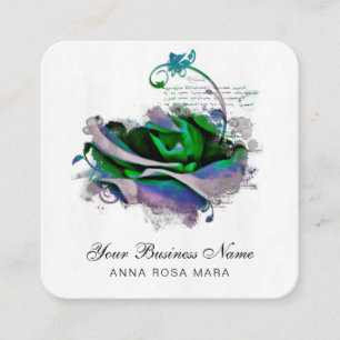 *~ Logo QR Lavendel - Blauwgroen Roos Bloemenbloem Vierkante Visitekaartje