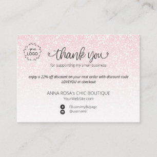 *~* Logo QR Ombre Glitter Bedankt Branding Informatiekaartje