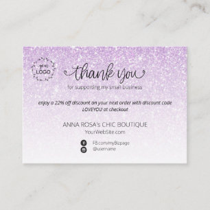 *~* Logo QR. Ombre Glitter Dank u branding Informatiekaartje