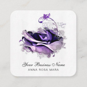 *~* Logo QR Paars Lavender Roos Floral Flower Vierkante Visitekaartje