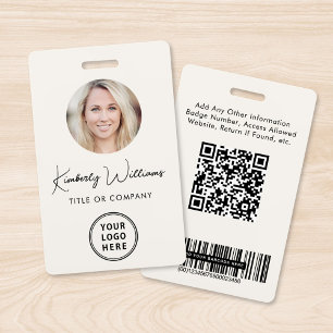 Logo QR-streepjescodes Werknemer Foto ID-badge Badge