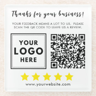 Logo QR zakelijke review professional Glazen Onderzetter