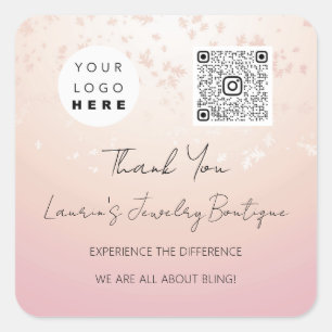 Logo QrCode Online Winkelpoeder Roos Vierkante Sticker