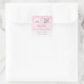 Logo QrCode Online Winkelroze Vierkante Sticker (Tas)