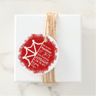 Logo Red Snowflake Label met kerstcadeaus