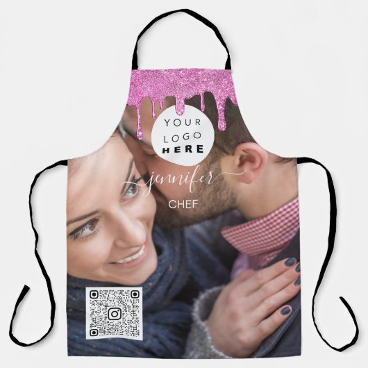 Logo Restaurants bakkerijkeukens Roze schijven Schort (Voorkant)