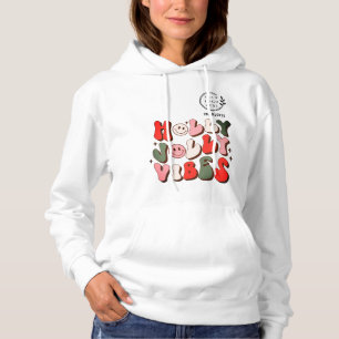 Logo Retro Kerstmis Holly Jolly Vibes Feestdagen Hoodie